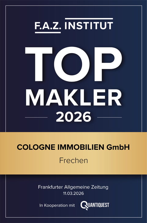 Siegel des F.A.Z.-Instituts: TOP MAKLER 2026 für die COLOGNE IMMOBILIEN GmbH