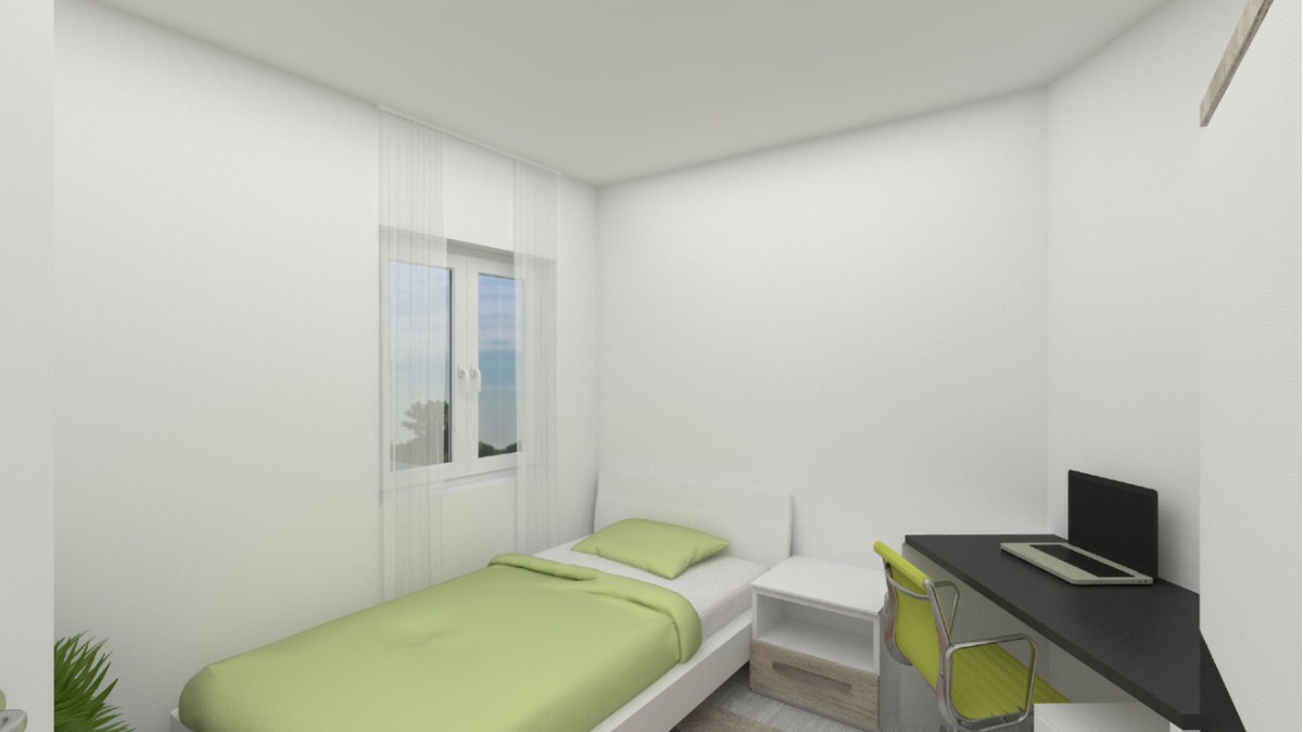 EG: Änderung Geschäftseinheit in Wohneinheit visualisiert da sanierungsbedürftig (Schlafzimmer)
