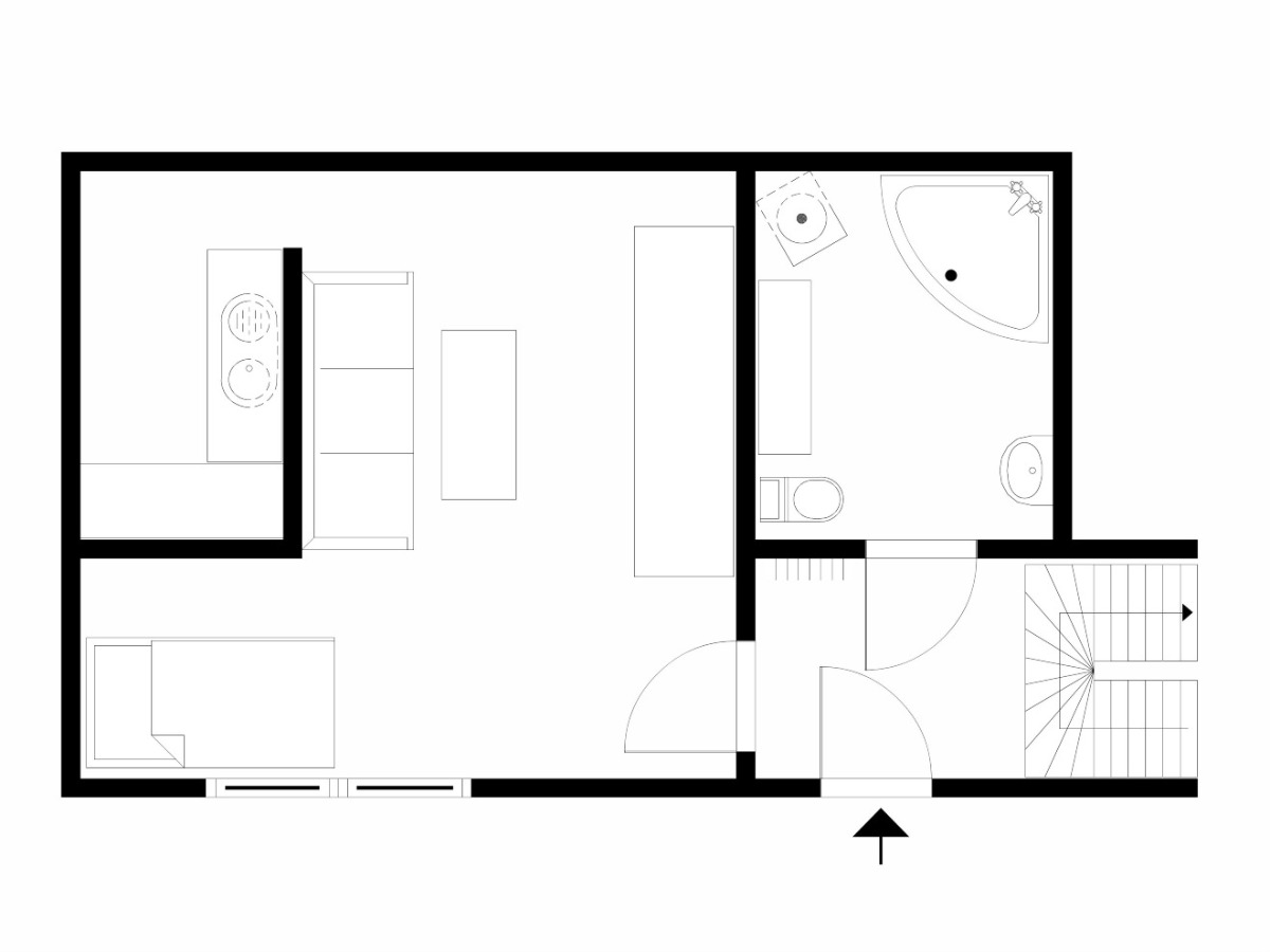 Grundriss Anbau: Wohneinheit im EG